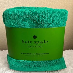 Kate Spade Green Wash Cloths Set of 4 NWT